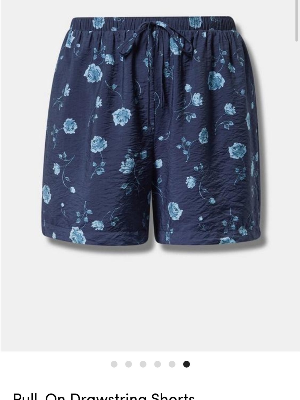 Pull-on Drawstring Shorts. Torrid, Navy Floral. Sz 1x. 4” inseam - Picture 2 of 4